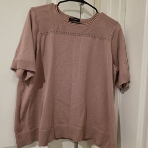 Cable & Gauge Pink Short Sleeve Knit Top